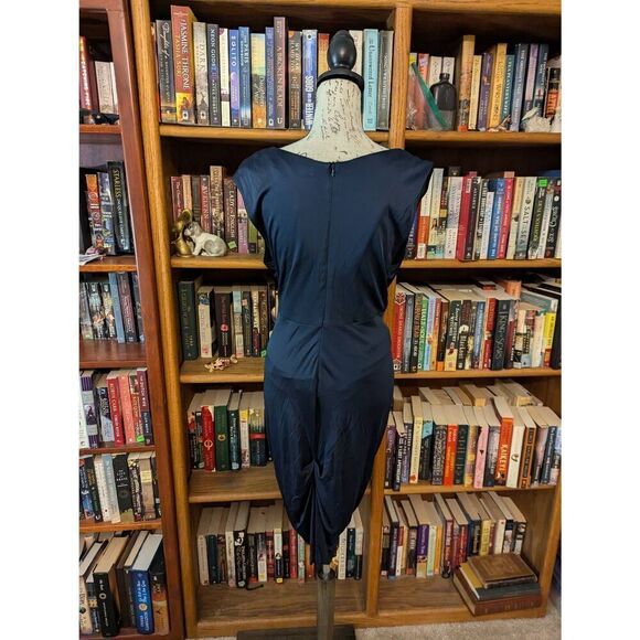 Vintage Eva Franco Women’s 8 Black Wrap Surplice Evening Wear Dress Viscose - Picture 2 of 7